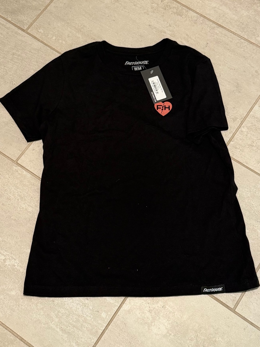Fasthouse Women's Black Short Sleeve Heart Logo Tee, new with tags